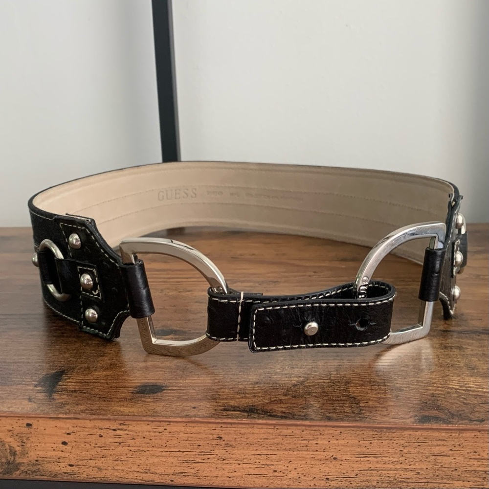Guess 955140 Waist Belt M/L 2.5in Thick 36in Long Harness Details Buckle